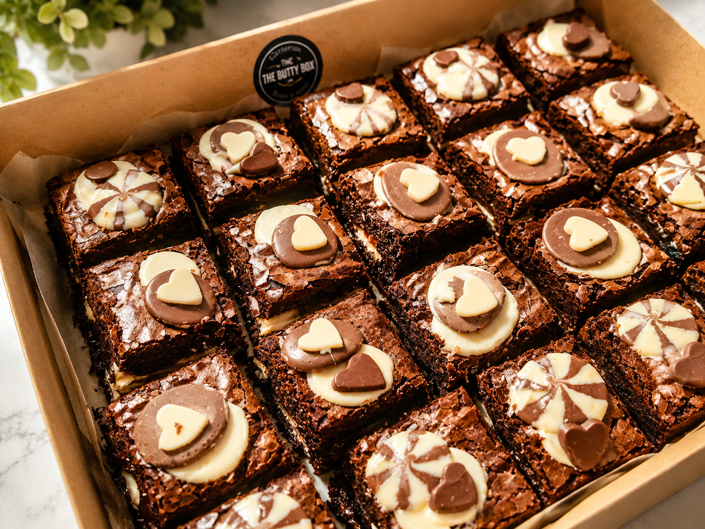 Box of premium handmade brownies posted across the UK